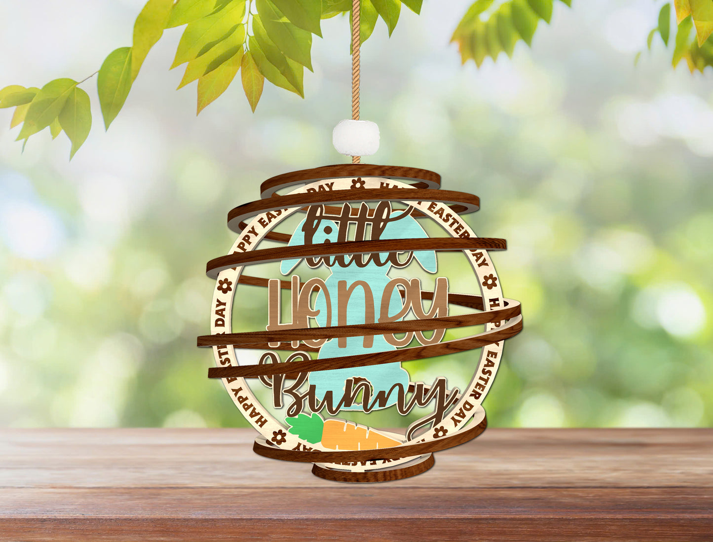 Easter Spiral Ornament SVG Happy Easter Layered Wooden for Glowforge and xTool