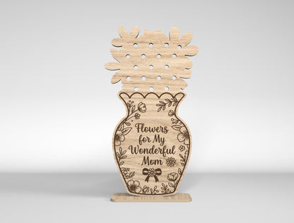 Mother's Day Flower Holder SVG Bundle Laser Cut File for LightBurn and xTool