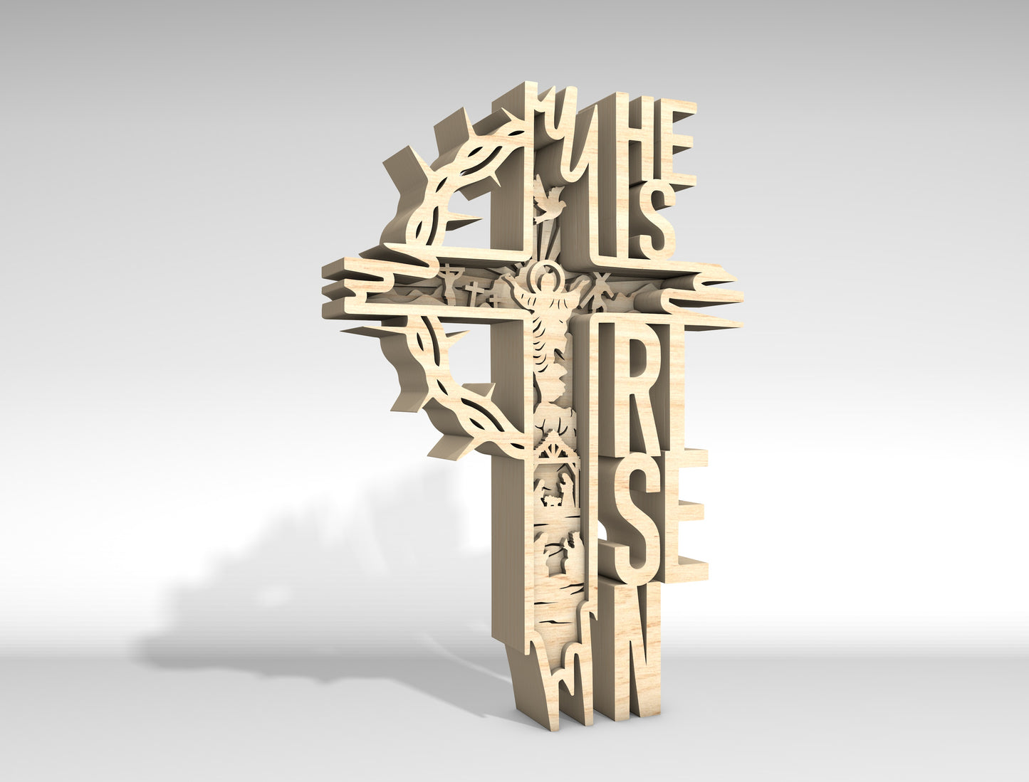 "He Is Risen" Christian Cross Multilayer SVG for Glowforge and xTool