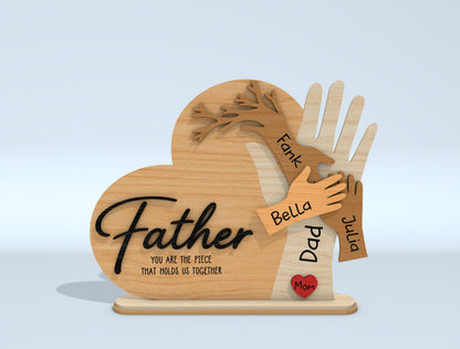 Dad Kids Hand Name Sign SVG Laser Cut File for LightBurn and Glowforge