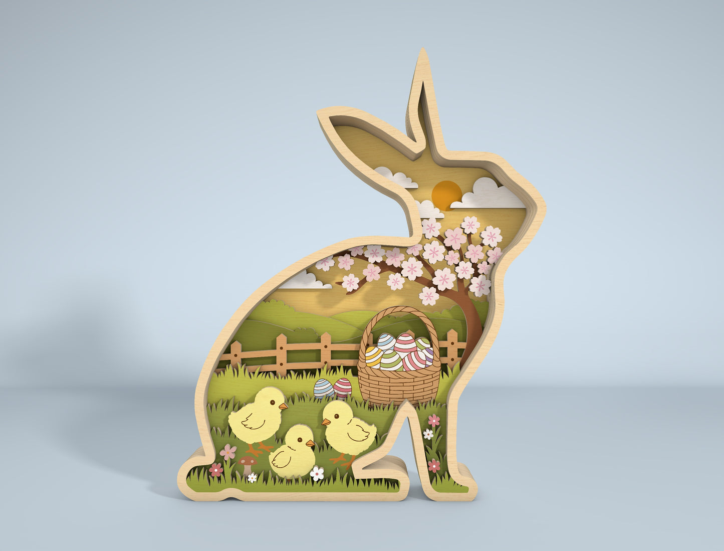 Cute Easter Nature Scene SVG Bundle Easter Bunny for Glowforge and xTool