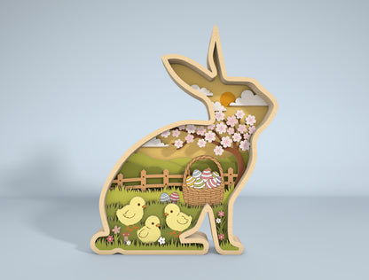 Cute Easter Nature Scene SVG Bundle Easter Bunny for Glowforge and xTool