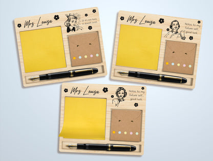 Retro Teacher Sticky Note Holder SVG Laser Cut File for Glowforge and LightBurn