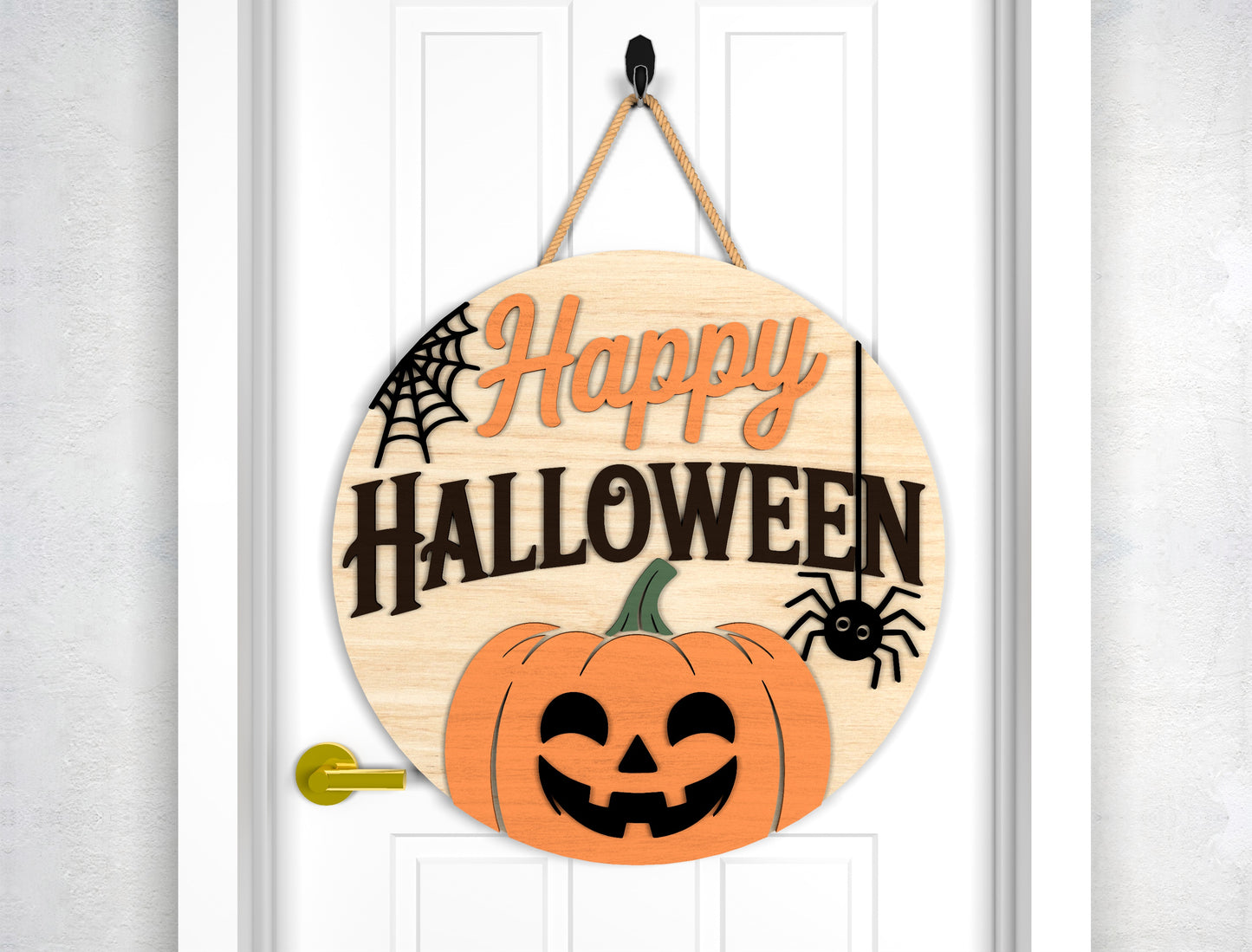 Happy Halloween Ghost Door Sign SVG Laser Cut Files for Glowforge