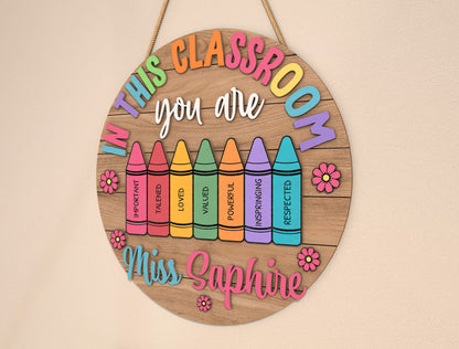 Personalized Classroom Door Sign SVG Laser Cut File for Glowforge and LightBurn