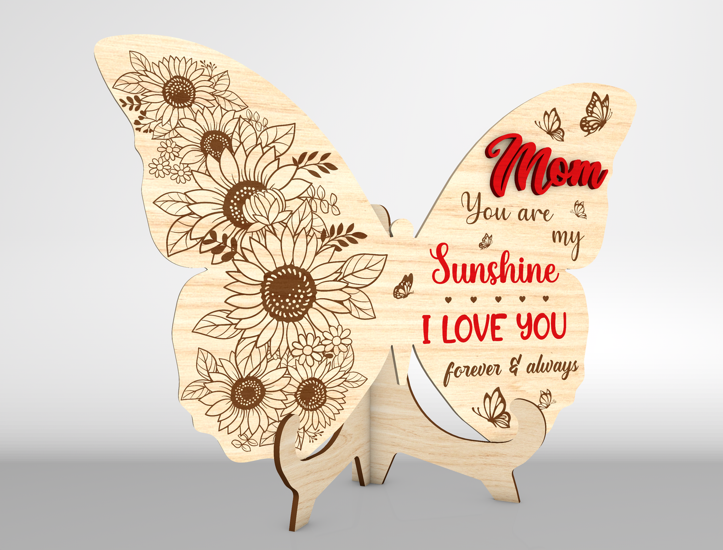 Mom Butterfly Quote Sign SVG Bundle for LightBurn and xTool