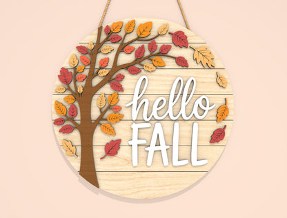 Hello Pumpkin Door Hanger SVG Set for Glowforge xTool LightBurn | 2 Designs