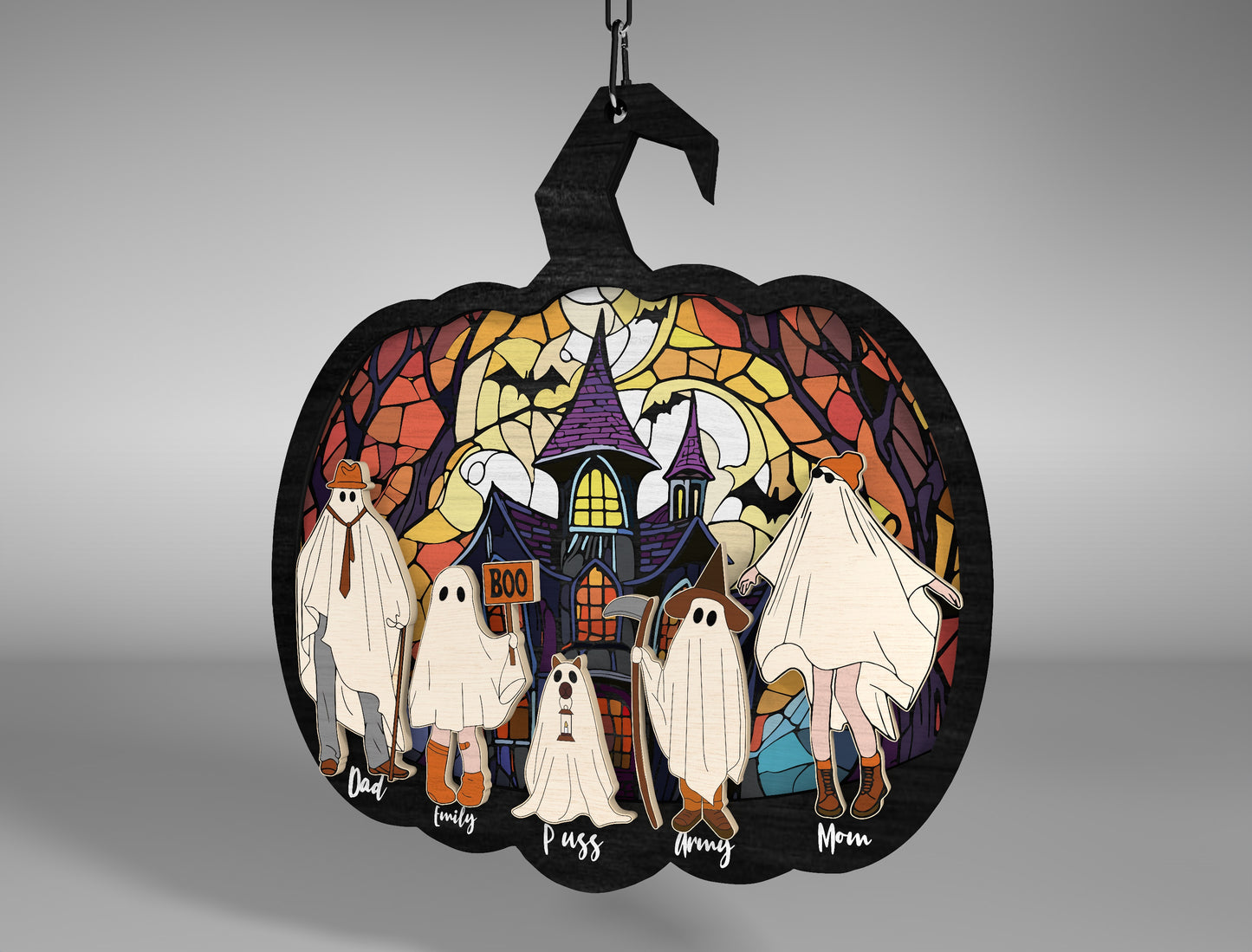 Halloween Ghost Family Pumpkin Sign SVG Bundle for Glowforge xTool LightBurn