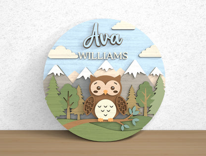 Forest Animal Baby Name SVG File for Glowforge and xTool