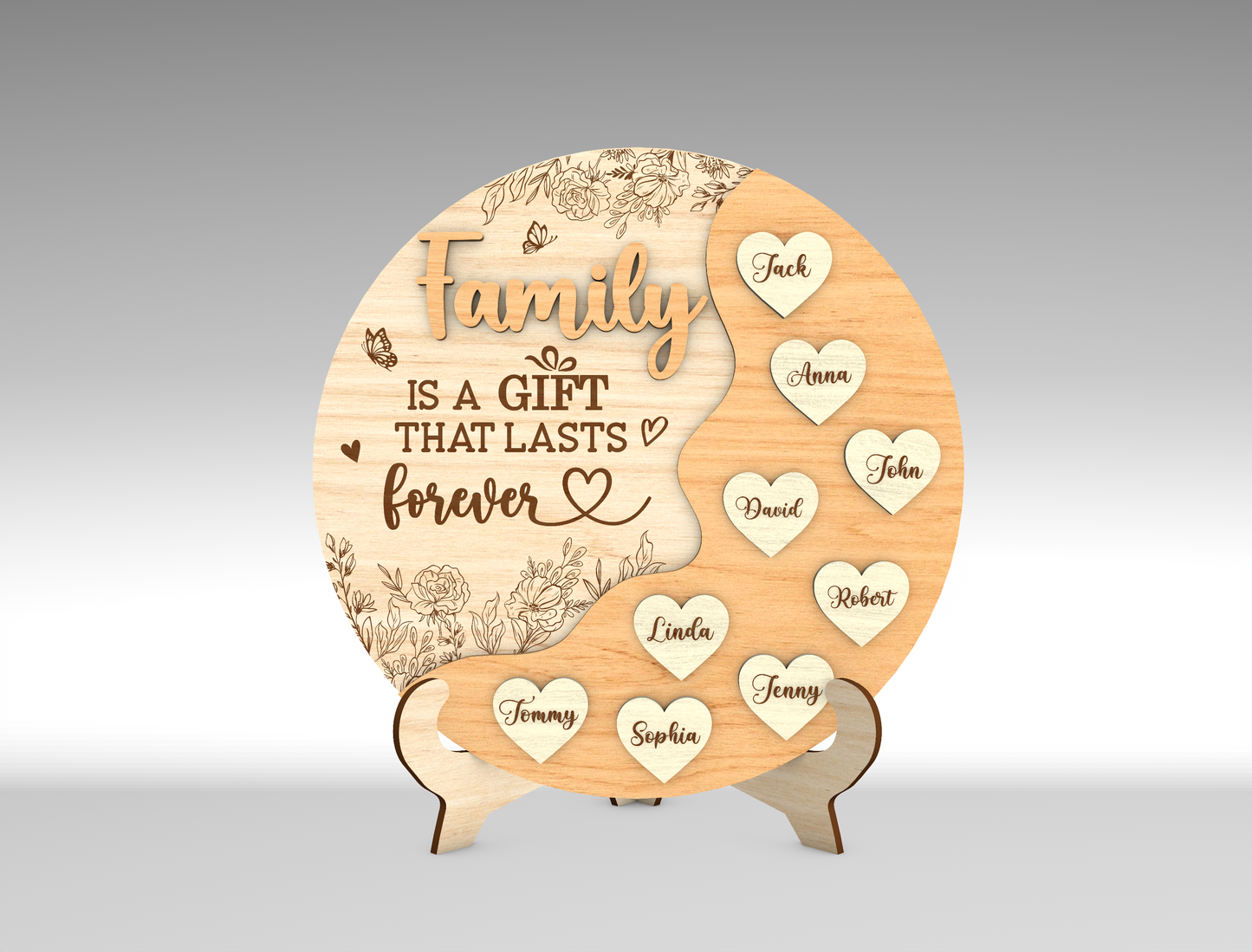 Custom Name Heart Balloon Family Sign SVG for Glowforge and xTool