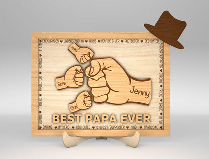 Best Dad Ever Fist Bump Sign SVG Laser Cut File for xTool and Glowforge