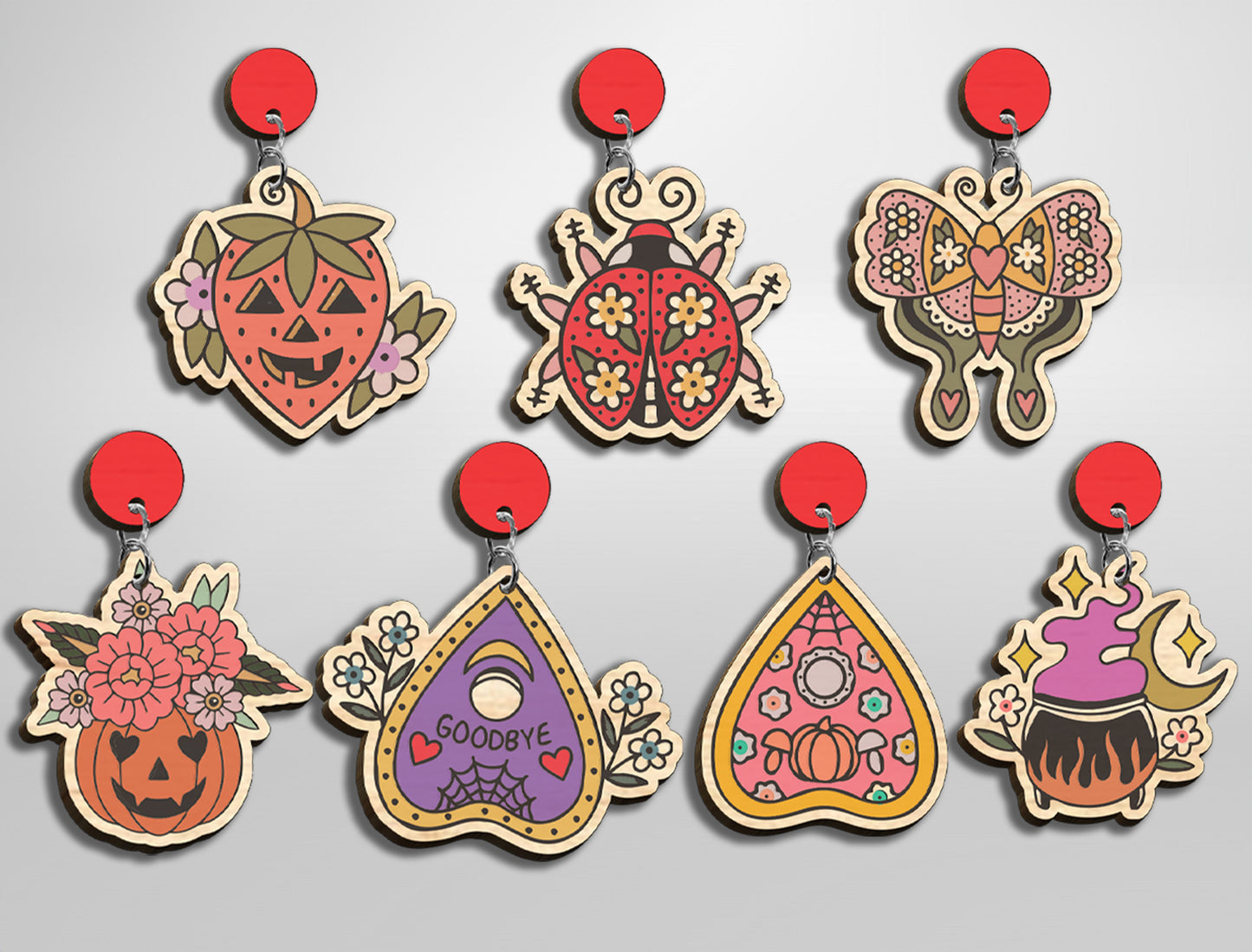 Halloween Flower Earrings SVG Bundle for xTool LightBurn Glowforge 21 Designs