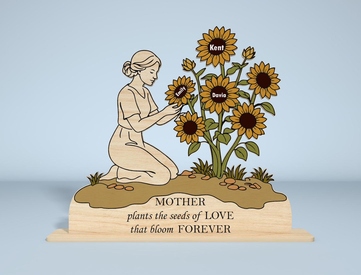 Sunflower Stand Sign SVG Engraved Mom Design for xTool