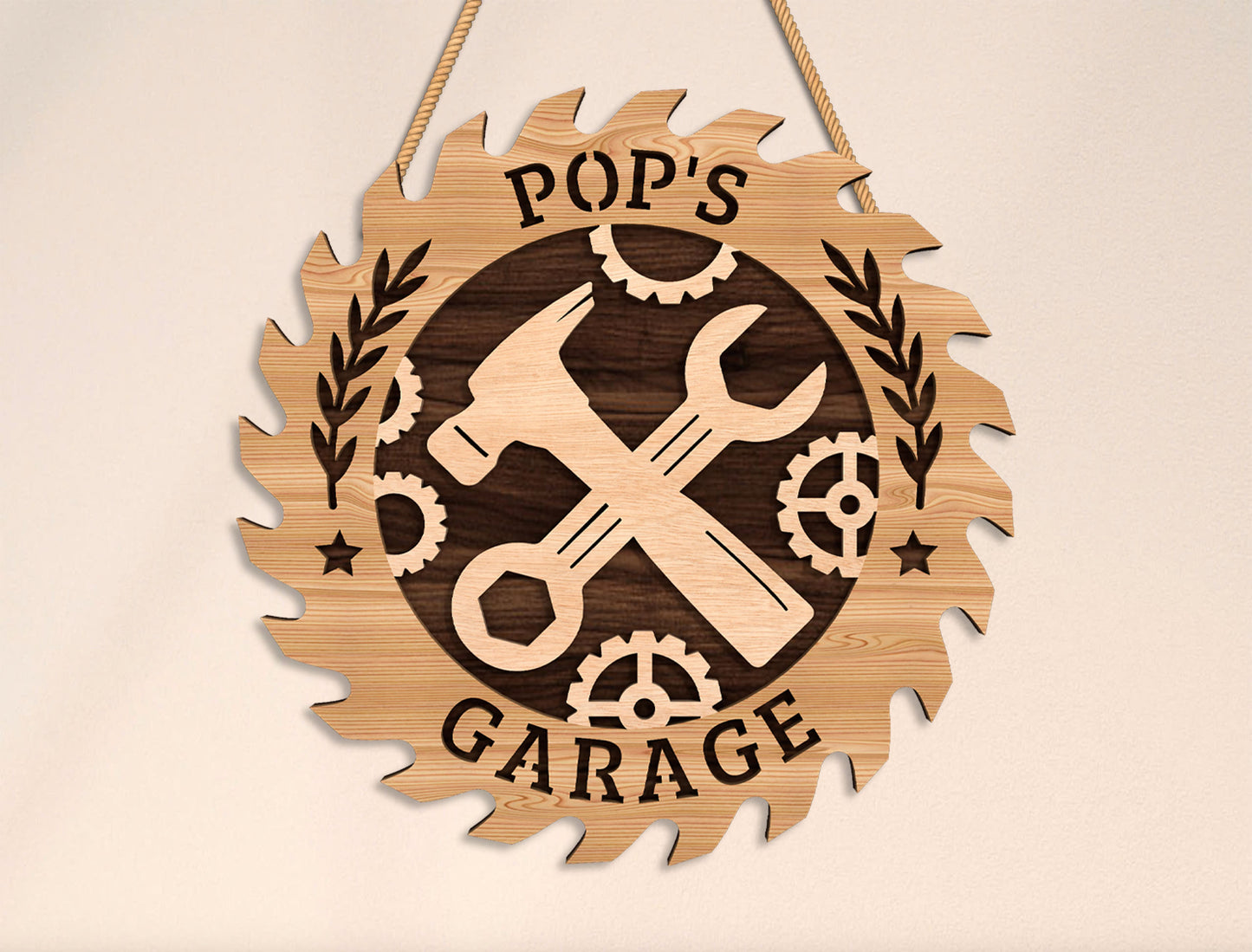 Dad’s Garage Workshop Laser Cut File | Funny Tool Sign Decor | Rustic Wooden Workshop Style | Glowforge, xTool, LightBurn, etc.