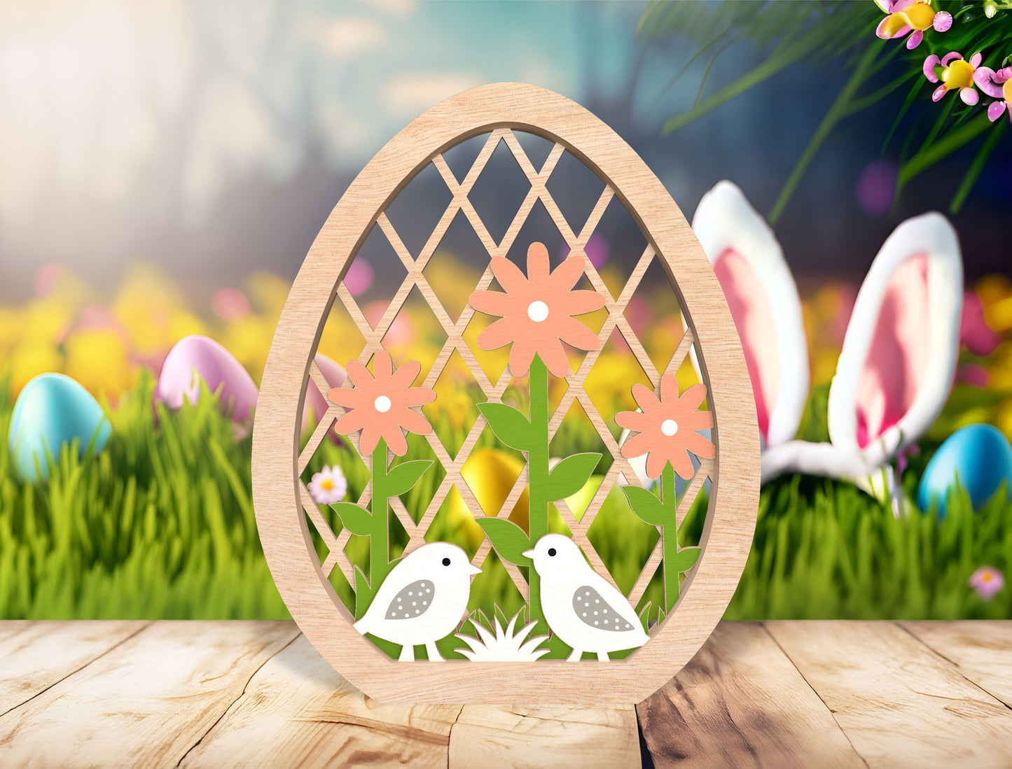 Easter Egg Scene SVG Bundle Spring Chicken Garden for Glowforge and xTool