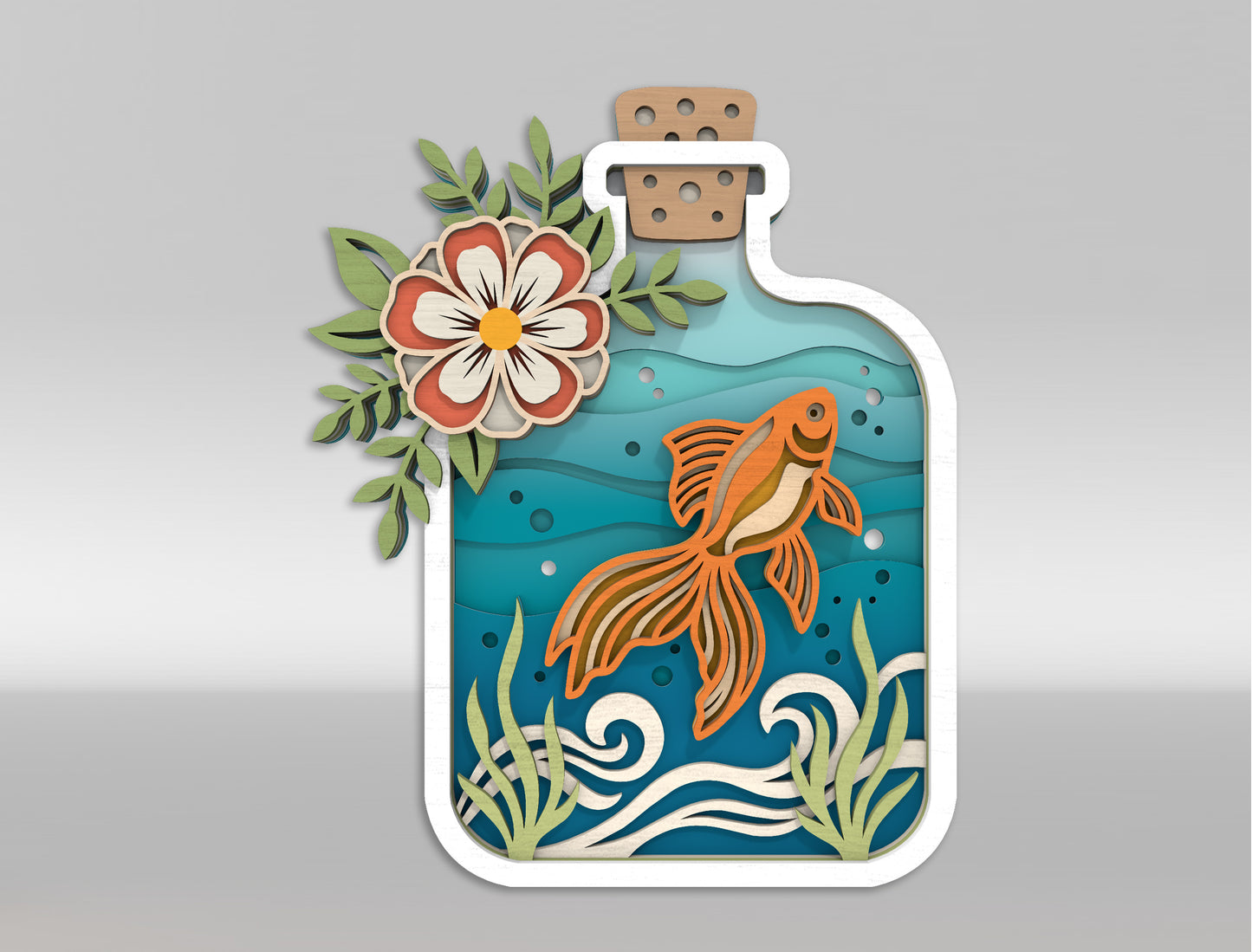 Ocean Bottle Multilayer SVG Bundle for Glowforge and xTool