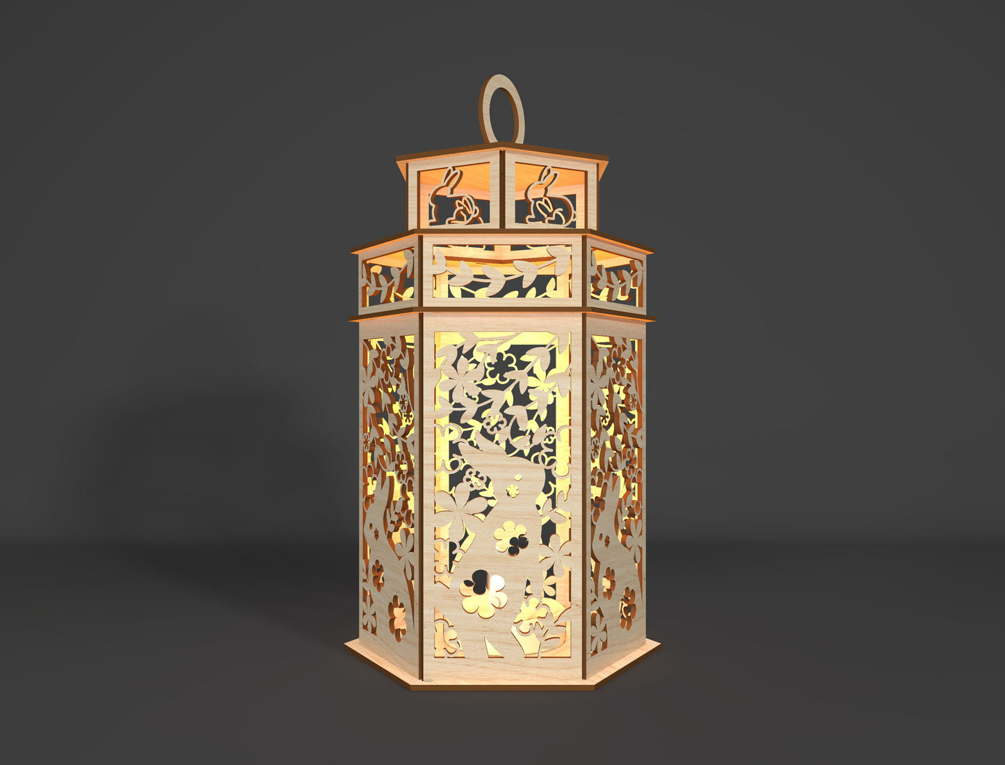Easter Bunny Lantern SVG Wooden Candle Lantern Decor for Glowforge and xTool
