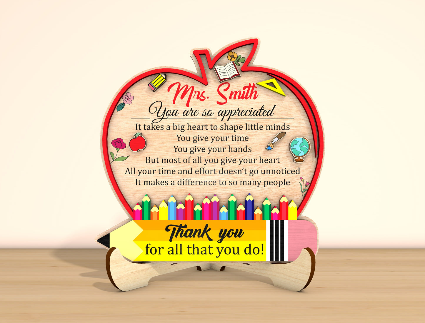 Teacher Appreciation Tabletop Sign SVG Bundle Laser Cut File for Glowforge and LightBurn