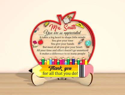 Teacher Appreciation Tabletop Sign SVG Bundle Laser Cut File for Glowforge and LightBurn