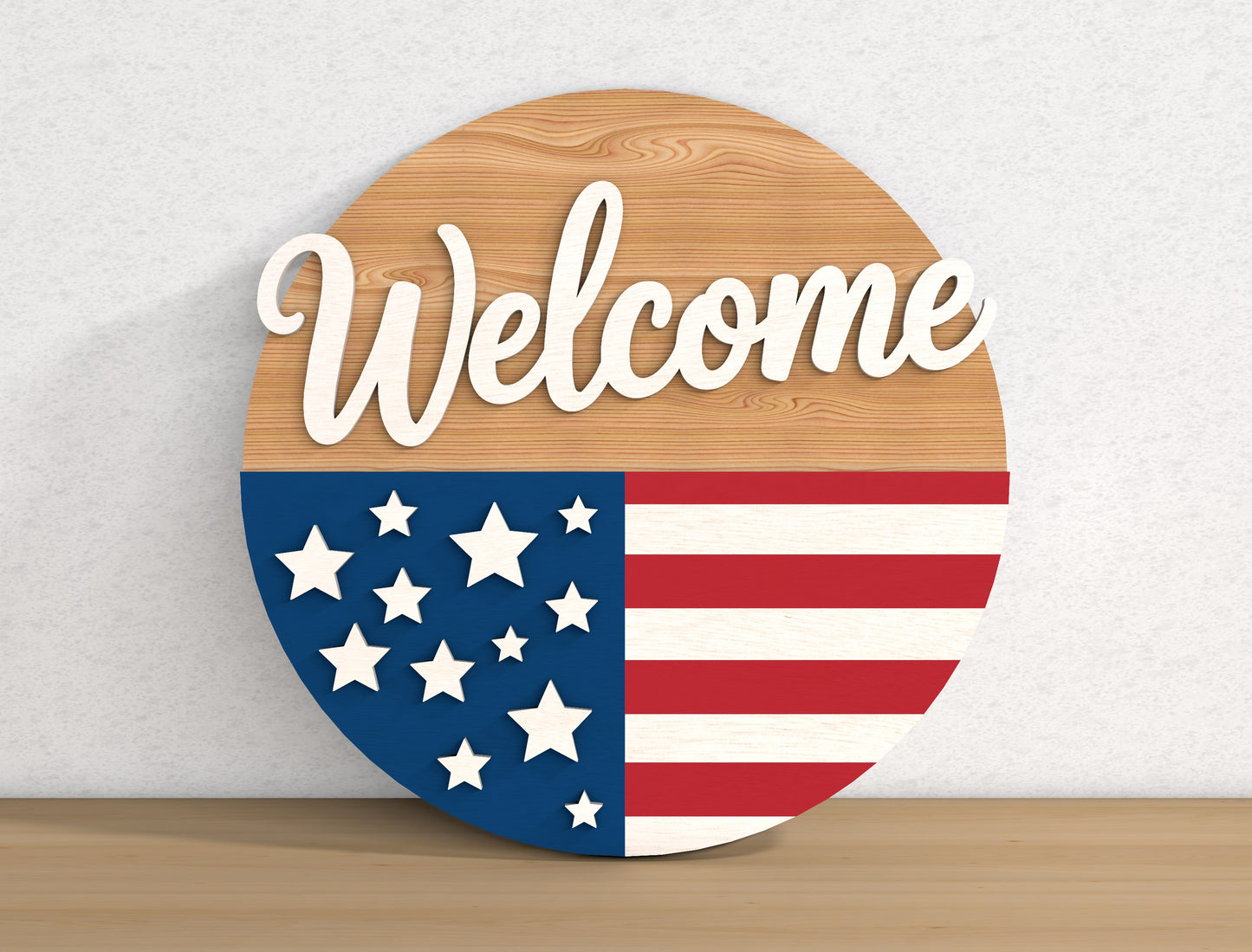 Patriotic Round Sign SVG Bundle Laser Cut File for Glowforge