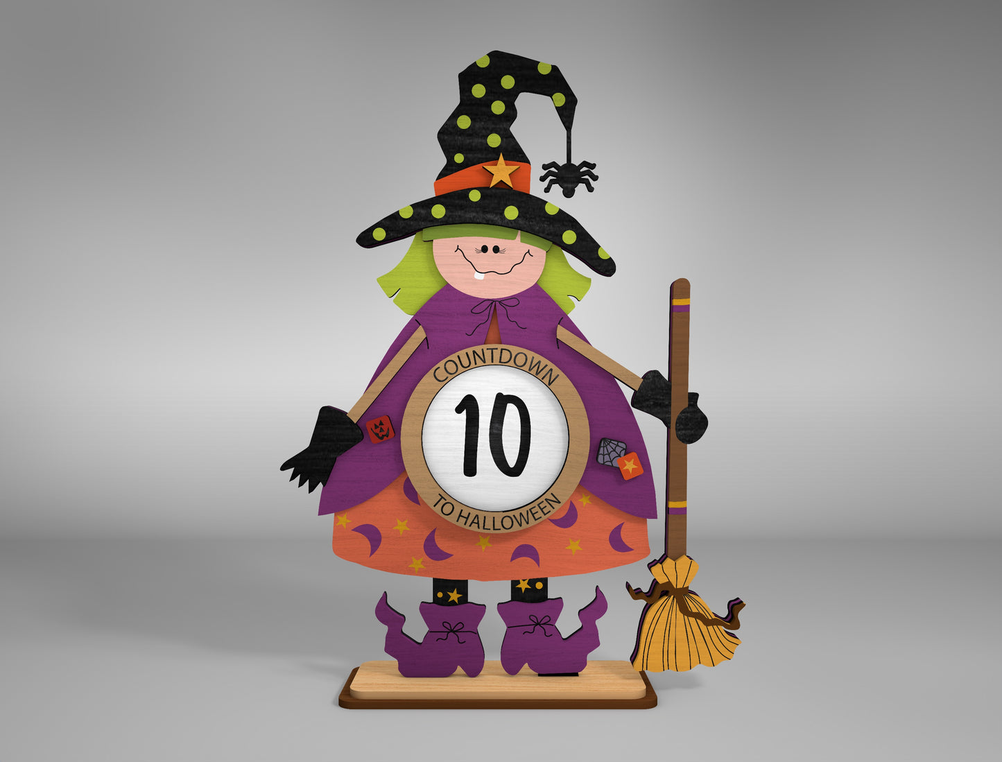 Halloween Witch Countdown Calendar SVG Standing Shelf Sitter for xTool Glowforge LightBurn