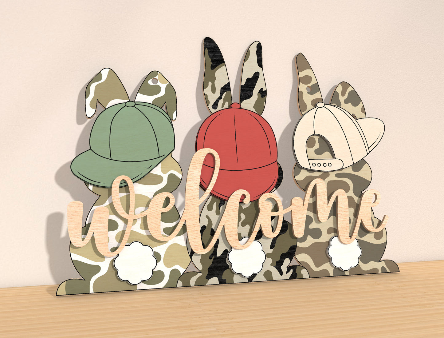 Easter Bunny Welcome Tabletop Sign SVG Spring for Glowforge and xTool
