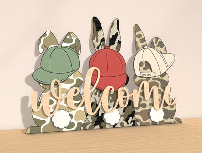 Easter Bunny Welcome Tabletop Sign SVG Spring for Glowforge and xTool