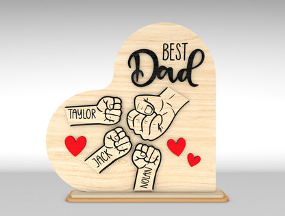 Personalized Best Dad Fist Bump Sign SVG Laser Cut File for Glowforge and xTool