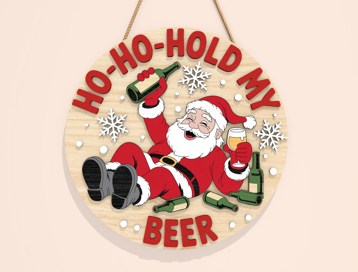 Funny Tipsy Santa Round Door Sign SVG Bundle 3
