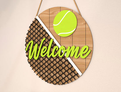 Tennis Door Hanger Welcome SVG Laser Cut File for xTool and Glowforge