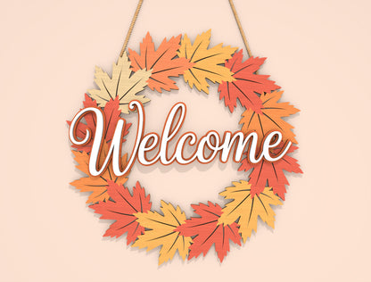 Welcome Fall Wreath SVG Set for Glowforge xTool LightBurn 2 Designs