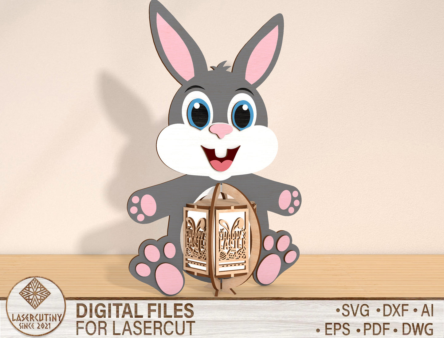 Bunny Lantern SVG Bundle Cute Rabbit Hanging Easter for Glowforge and xTool