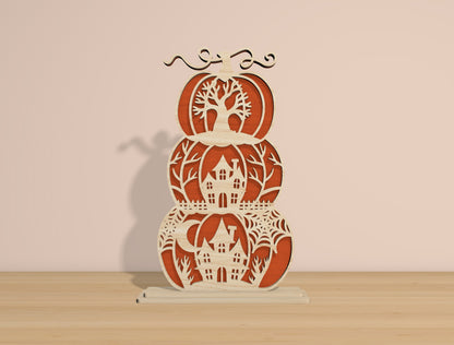 Halloween Stacked Pumpkins SVG Bundle for Glowforge xTool LightBurn 6 Designs