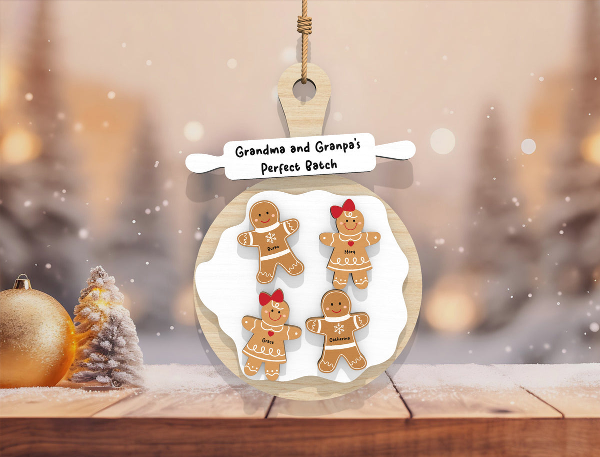 Personalized Grandkids Gingerbread Ornament SVG 3