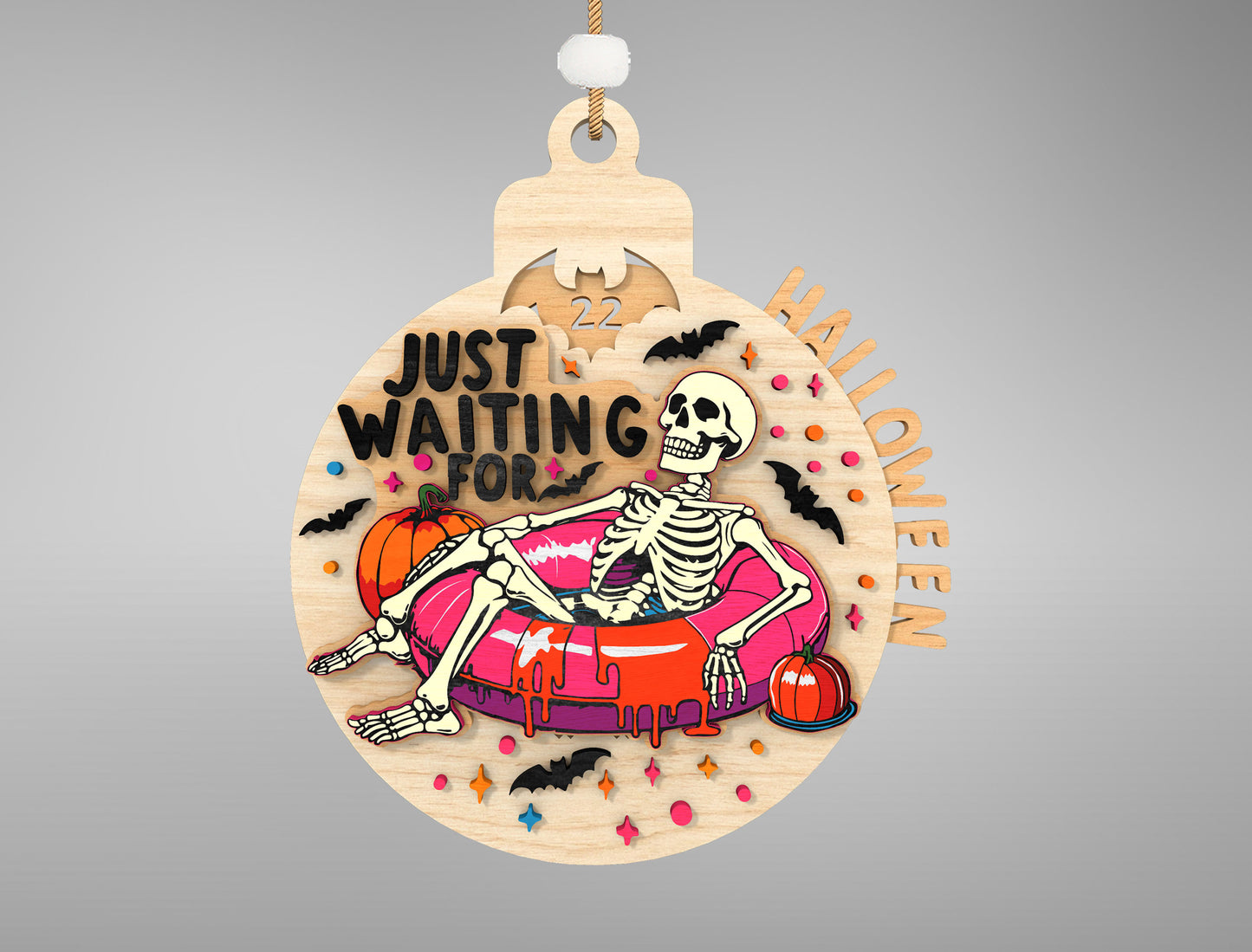 Halloween Skeleton Countdown Ornament SVG Engraved Cutout Bundle for xTool LightBurn