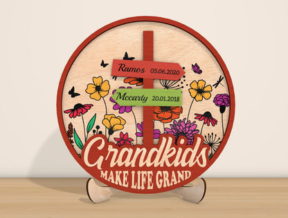 Grandkids Personalized Round Name Sign SVG Bundle for LightBurn and xTool