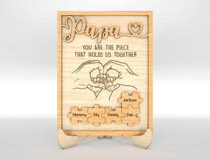 Personalized Dad Puzzle Hands SVG Laser Cut File for Glowforge