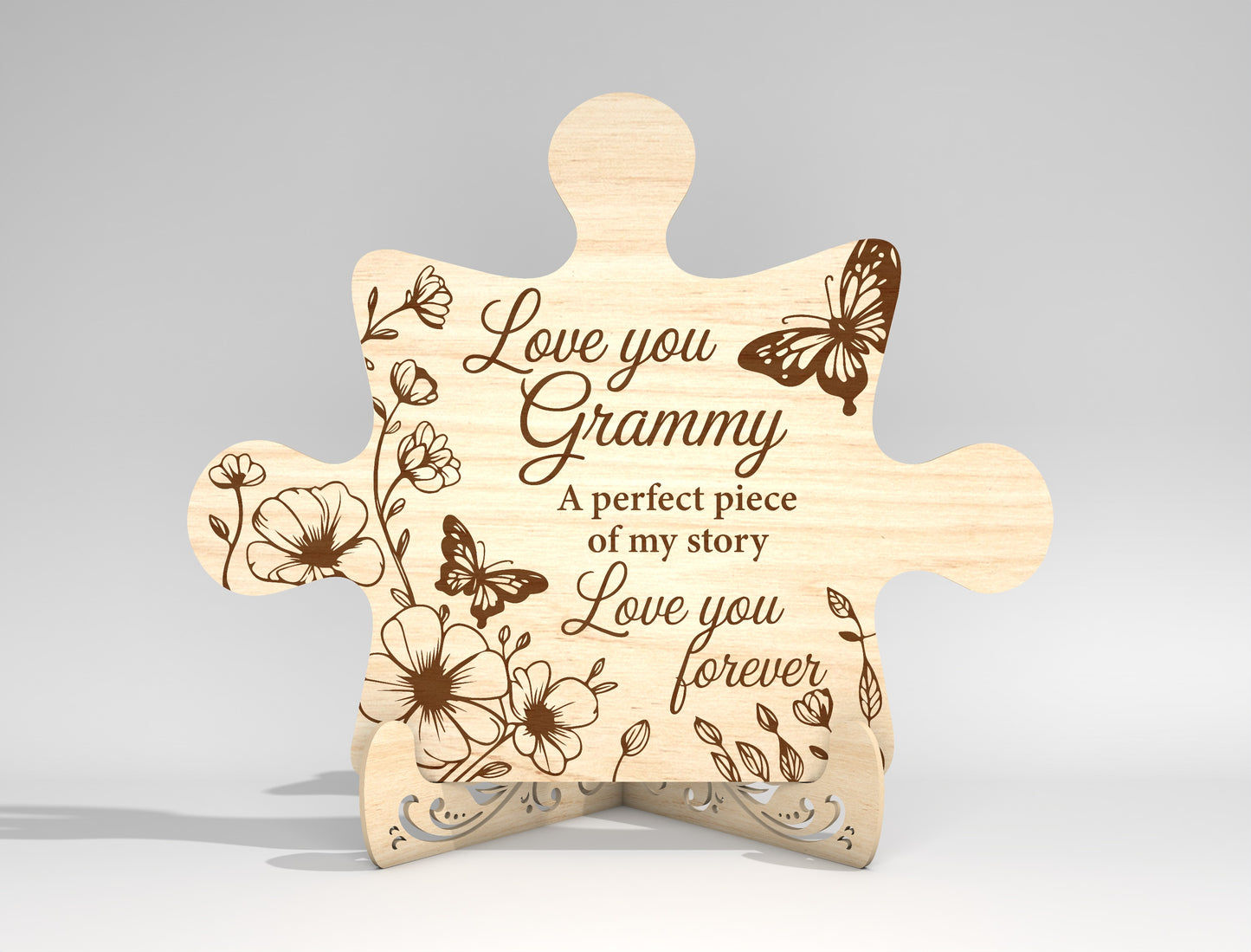 Puzzle Stand Sign SVG Bundle Engraved Floral for LightBurn and xTool