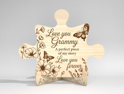 Puzzle Stand Sign SVG Bundle Engraved Floral for LightBurn and xTool