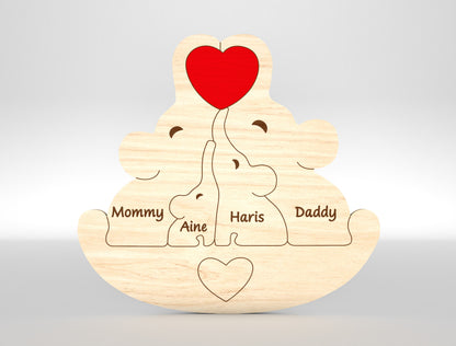 Elephant Family Puzzle Sign SVG Laser Cut File for Glowforge and xTool