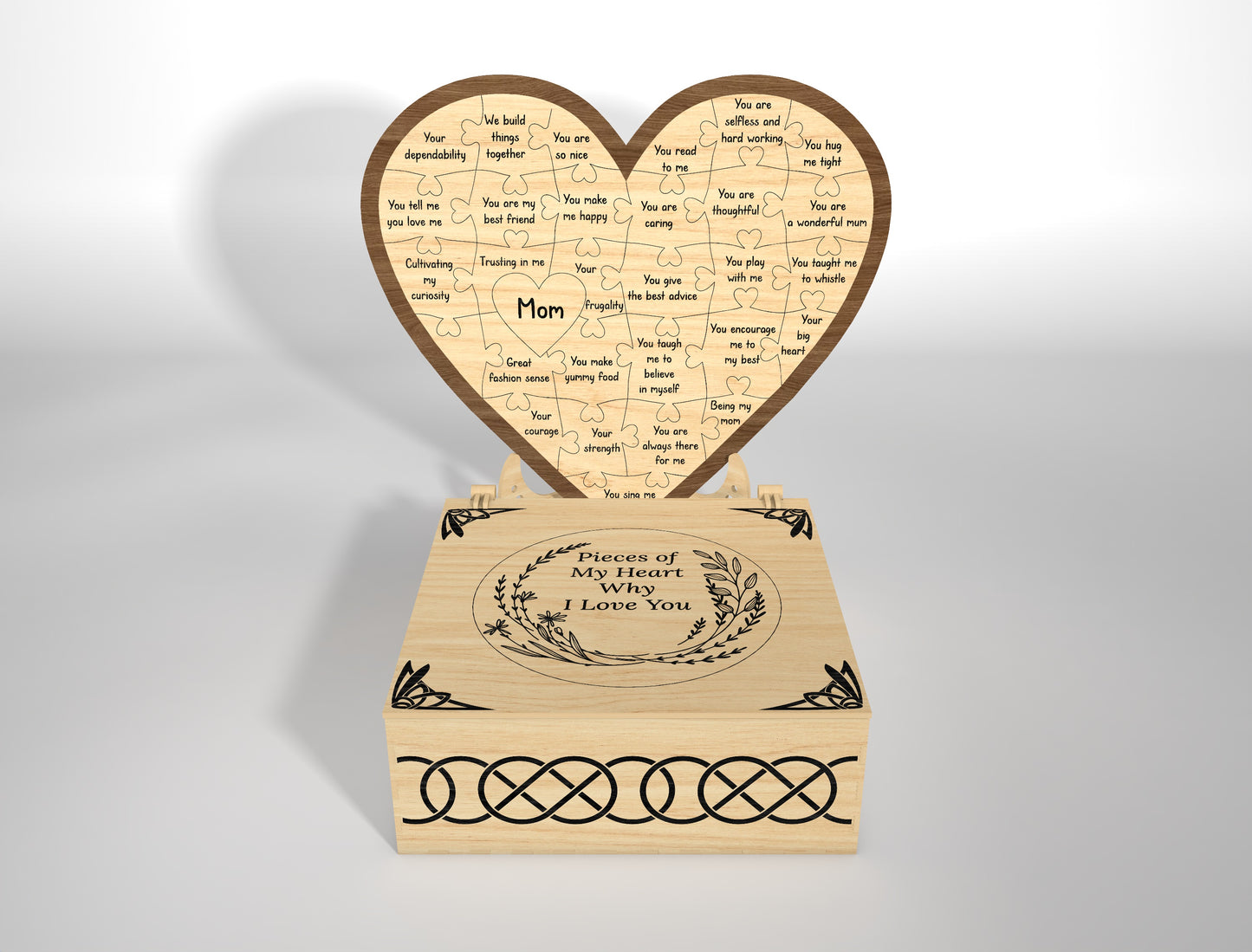 Why I Love You Heart Puzzle SVG Pieces of My Heart for Glowforge