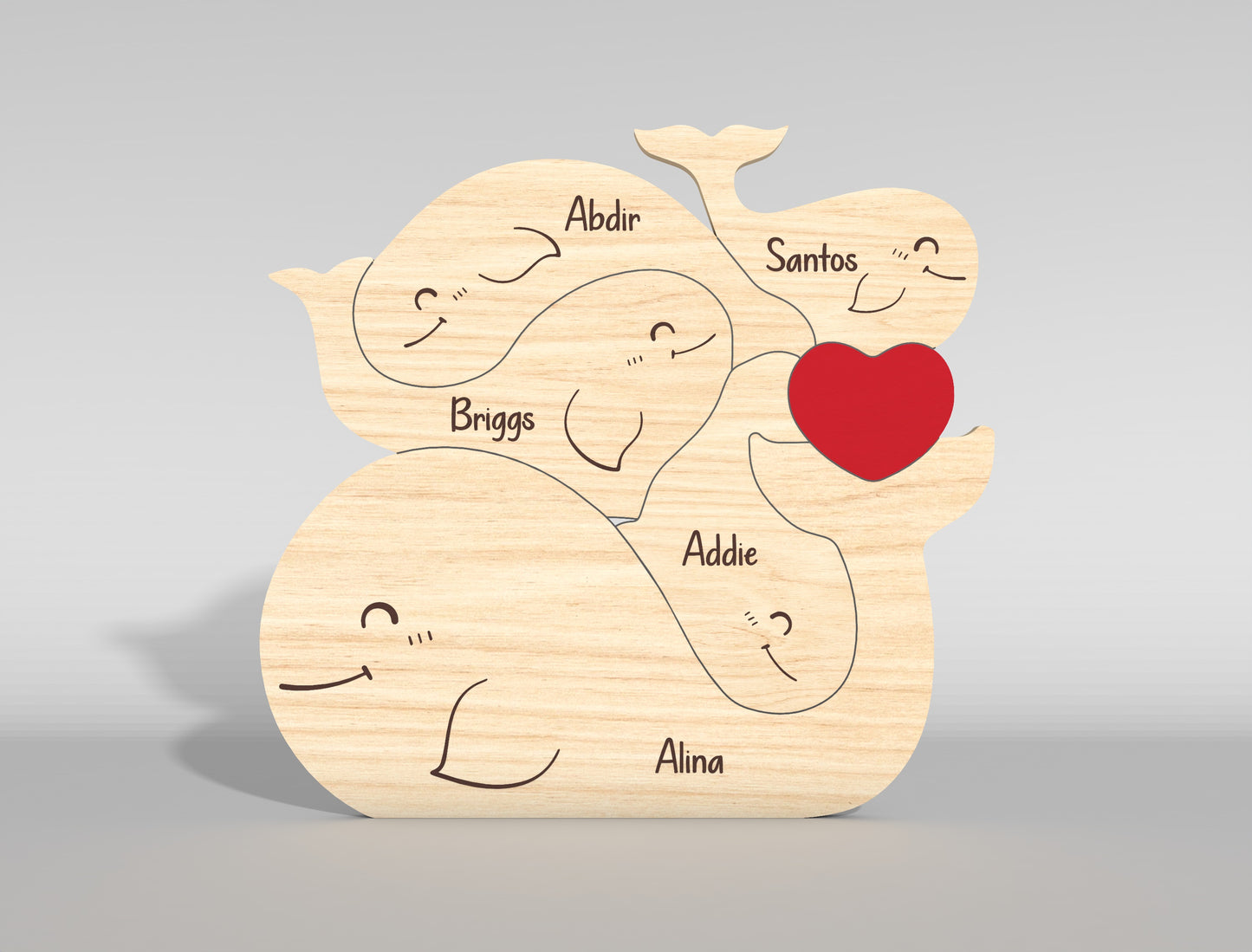 Dolphin Family Puzzle Stacking Sign SVG for Glowforge and xTool