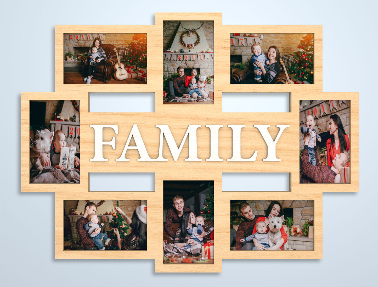 "Family Is Everything" Multi Photo Collage Frame SVG Laser Cut File for Glowforge and xTool