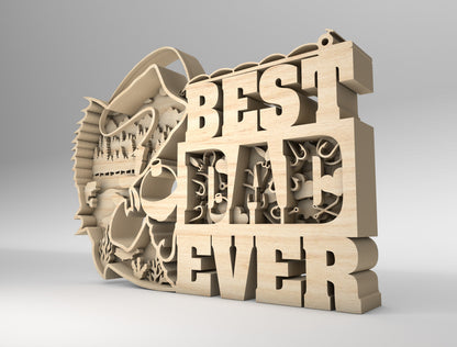 Best Dad Ever Fishing Multilayer Sign SVG for Glowforge and xTool
