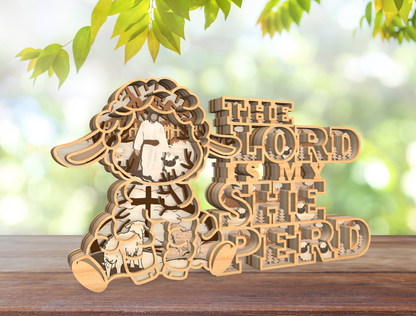 The Lord Is My Shepherd SVG 9 Layer Layered Christian for Glowforge and xTool