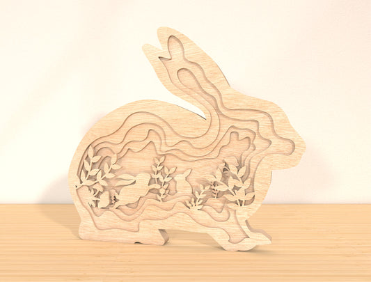 Multilayer Bunny Silhouette SVG 5 Layer Rabbit Easter for LightBurn and xTool