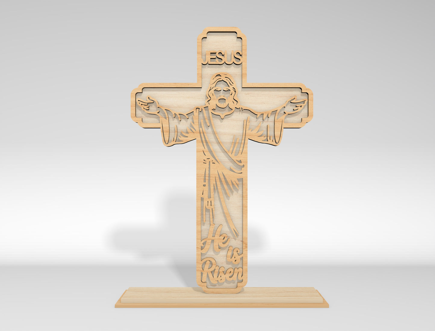Christian Easter Cross He Is Risen Sign SVG Bundle for Glowforge and xTool