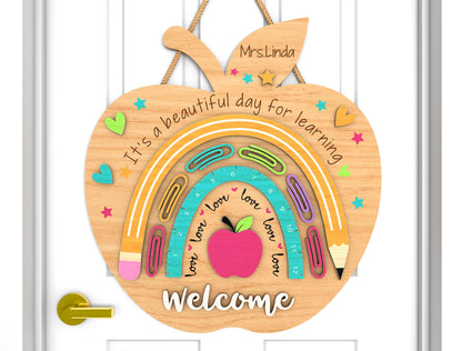 Personalized Classroom Door Hanger SVG Laser Cut File for Glowforge