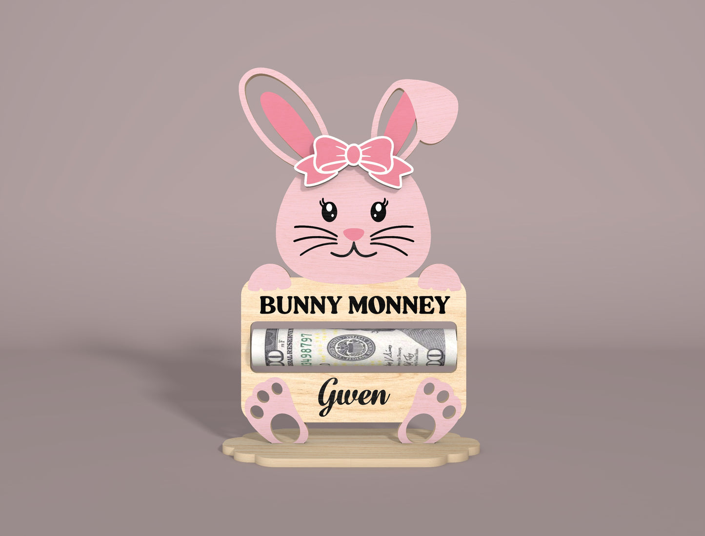 Personalized Bunny Money Holder SVG Easter Cash Gift for LightBurn and xTool