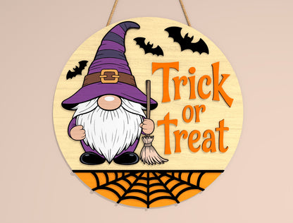 Trick or Treat Halloween Door Hanger SVG Set for Glowforge xTool LightBurn 2 Designs